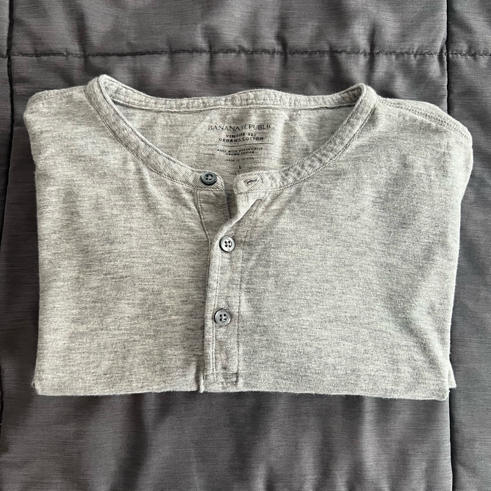 Banana Republic Light Gray Organic Cotton Henley